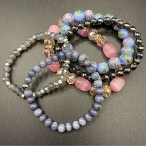 Stretchy Bracelet Bundle Glass Ceramic Stone Beads